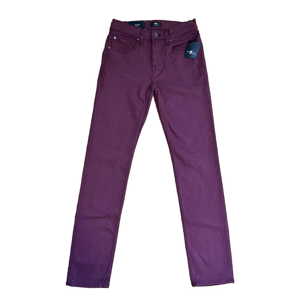 7 For All Mankind Womens Cotton Slim Straight Leg Jeans Purple Size 28